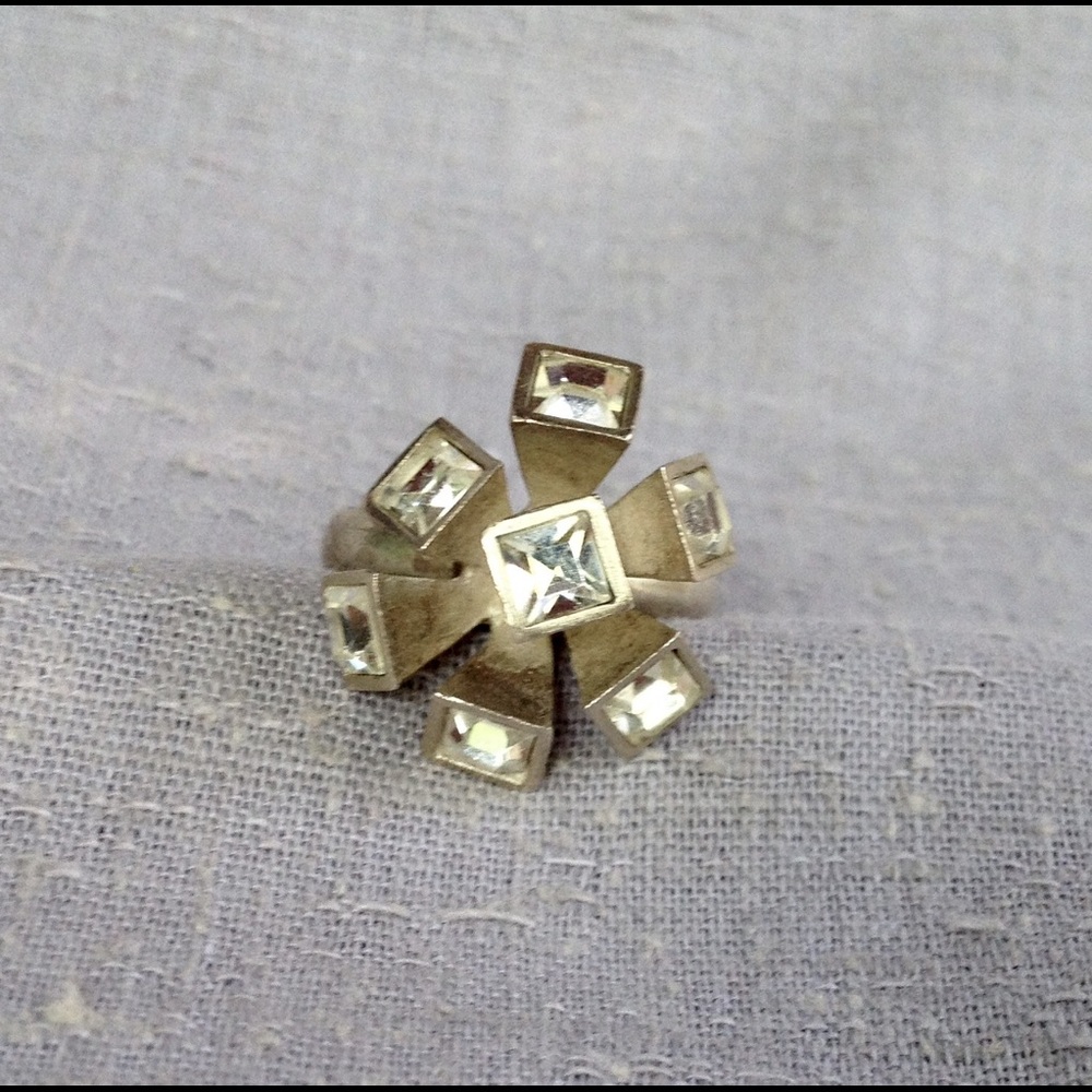 Sterling Atomic Flower Bling Ring - image 1